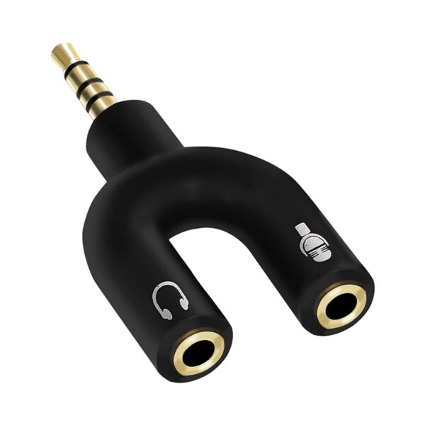 3.5mm Audio Jack to Headphone Microphone Splitter Converter Auxiliary Adaptor U Shape