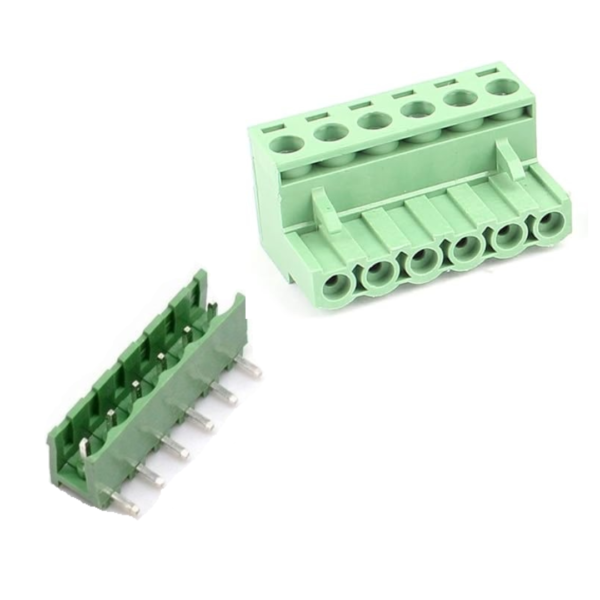 6Pin XY2500 Pluggable Screw Terminal Block -Right Angle - 5.08mm Pitch Set of M+F